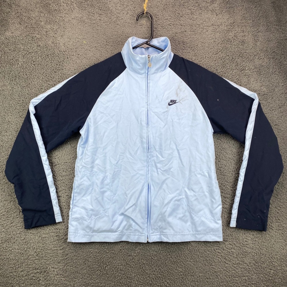 Vintage Nike Track Jacket Light‎ Blue Navy Full Zip Athletic Sportswear Size S